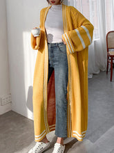 Urban Loose Cardigan-Mantel mit Streifen in Kontrastfarbe